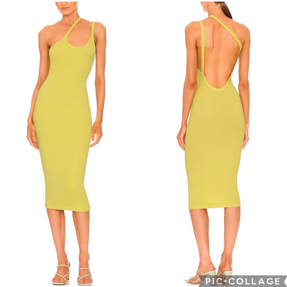 Alix Nyc Paulis Asymmetrical Rib Dress Kiwi XL